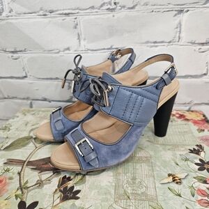 Tod's Blue Suede And Leather Heels